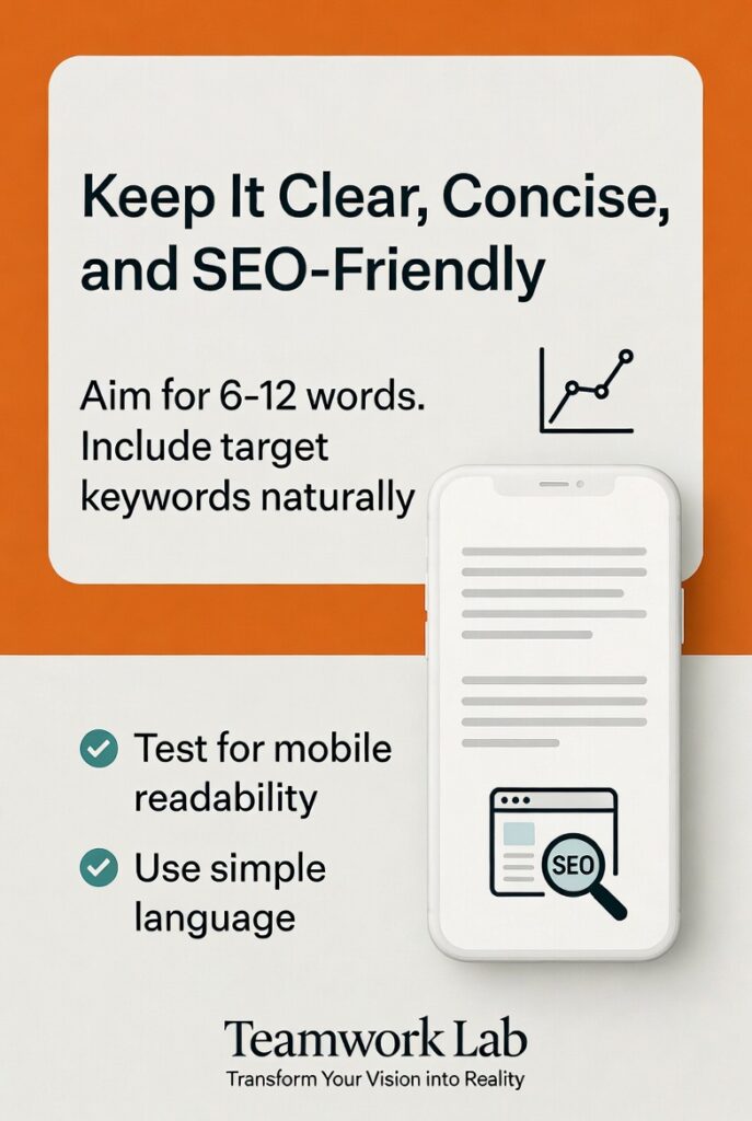 keep it clear concise and seo-friendly