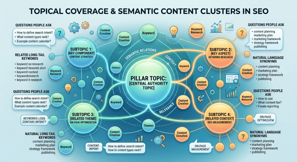 topical coverage and semantic content clusters in SEO